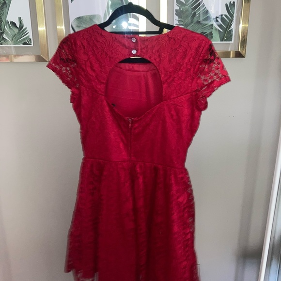 Red Dress Juniors Size 7 Lace Holiday Dress - Picture 2 of 3